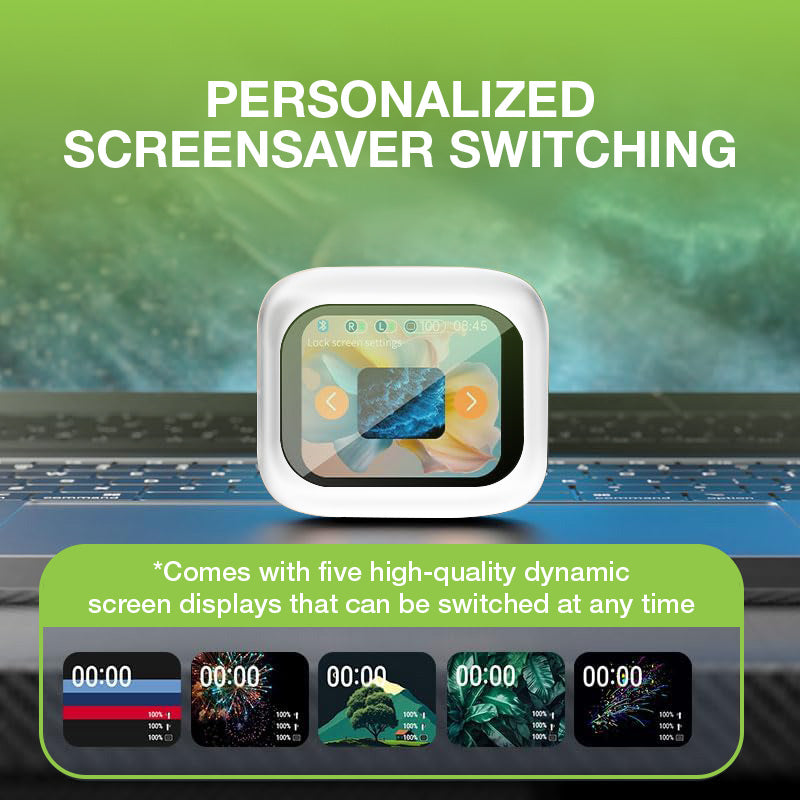 Cuffie Auricolari BT con Custodia Smart Touch Screen LCD Cancellazione Attiva del Rumore ANC