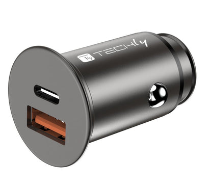 Mini Caricatore da Auto USB-A e USB-C Ricarica rapida 38W Metallo Nero