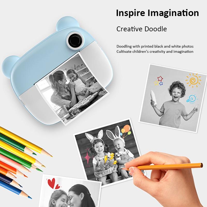 Fotocamera con stampa istantanea per bambini fotocamera per stampa termica fotocamera digitale fotocamera per bambina videocamera per bambini