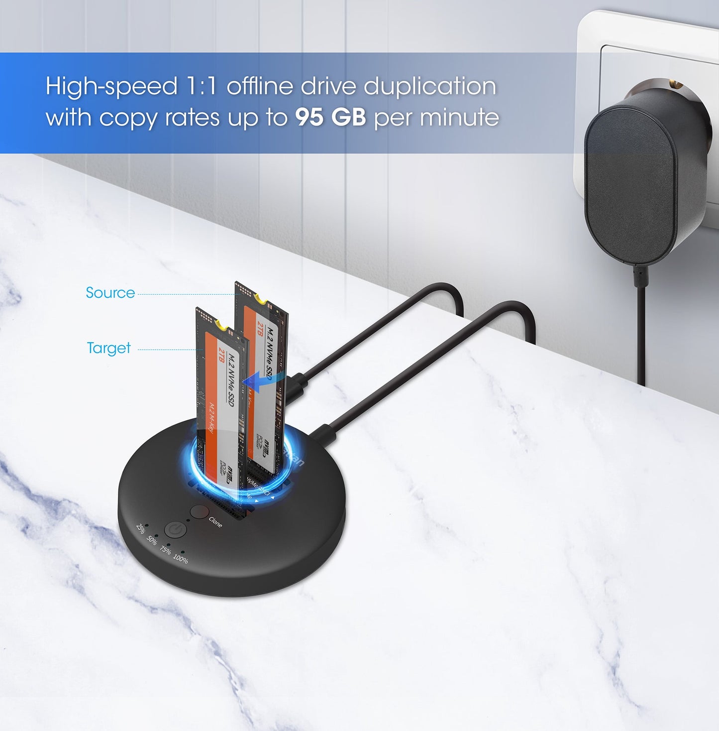 Docking Station Dual-Bay M.2 NVMe Clone SSD