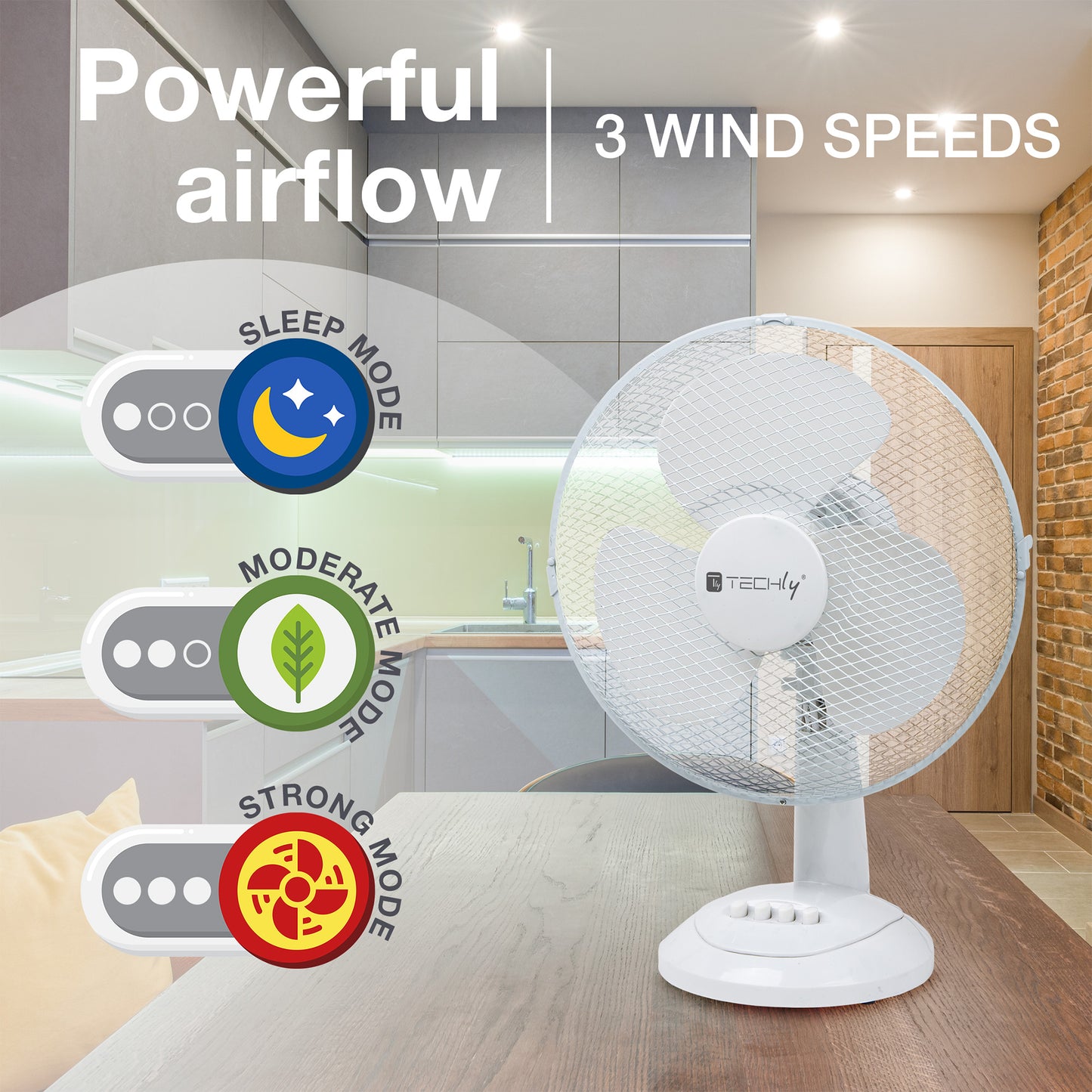 Ventilatore Rotante da Tavolo Diametro 30 cm a 3 Velocità