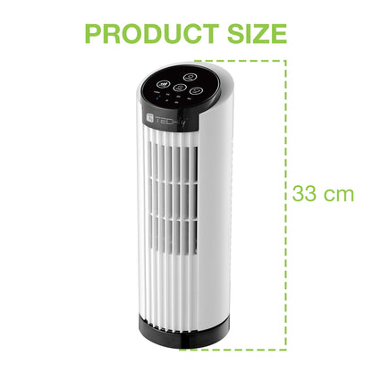 Mini Ventilatore a Torre 13'' 3 Velocità con Interruttore Touch Oscillazione 70° e Timer