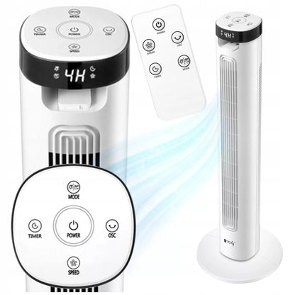 Ventilatore a Torre da Pavimento 36'' 3 Velocità con Telecomando Oscillazione 75&deg; e Timer