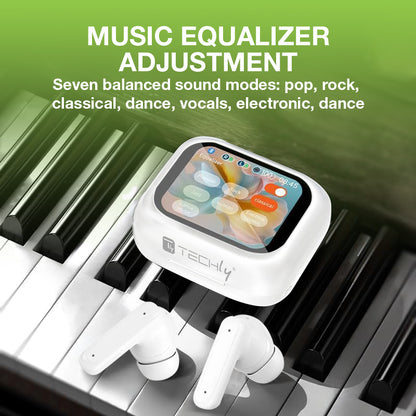 Cuffie Auricolari BT con Custodia Smart Touch Screen LCD Cancellazione Attiva del Rumore ANC