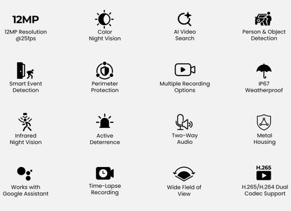 Camera PoE 12MP Bullet PRO RP-PCB12M 12MP con Visione Notturna a Colori, RP-PCB12M