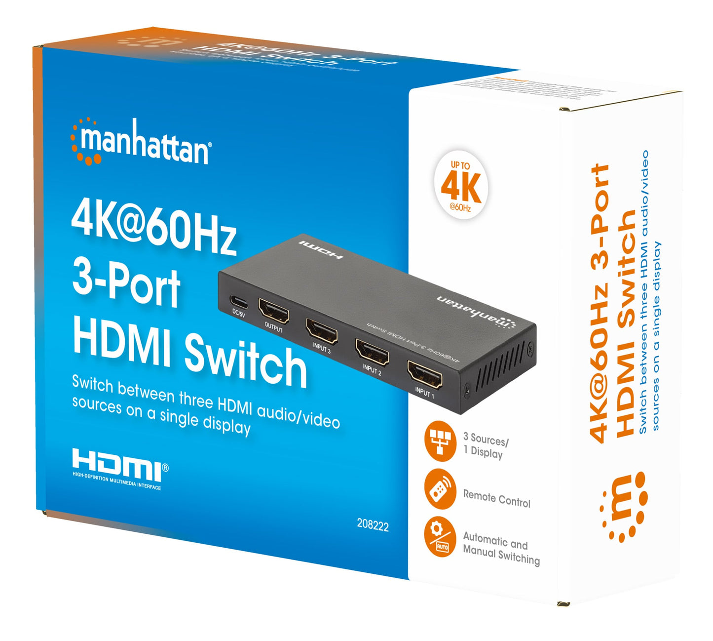 Switch HDMI 4k@60Hz 3 porte
