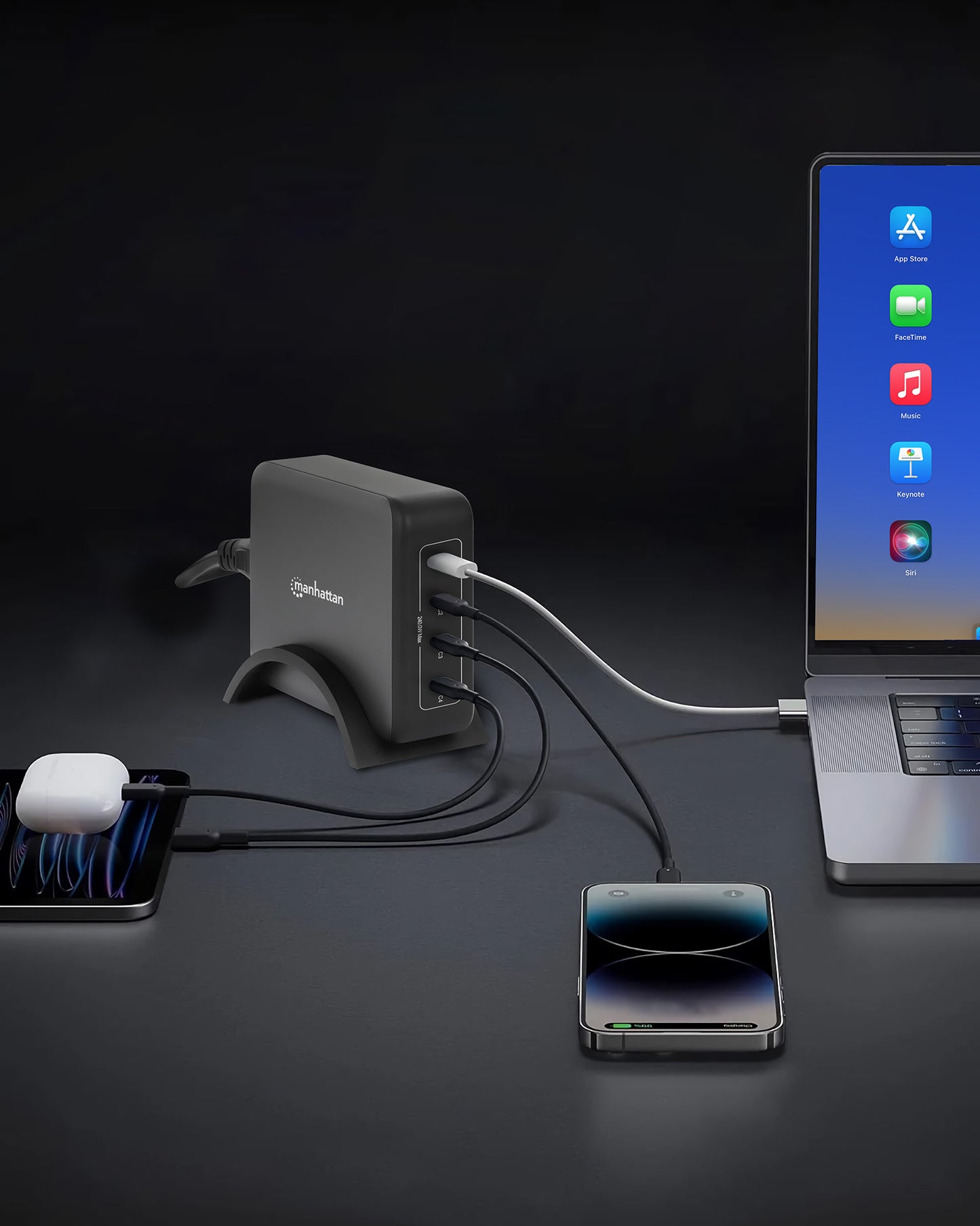 Stazione di Ricarica USB-C Power Delivery 4 Porte GaN 240W / PD3.2