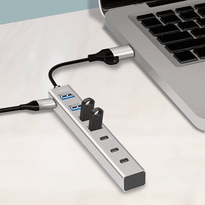 Hub USB 3.2 4 porte USB-A e 3 porte USB-C Alluminio Silver