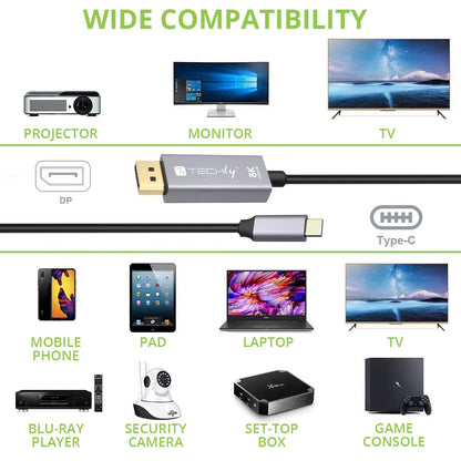 Cavo Adattatore USB-C 3.2 a Displayport 1.4 8K@60Hz 1,8 m
