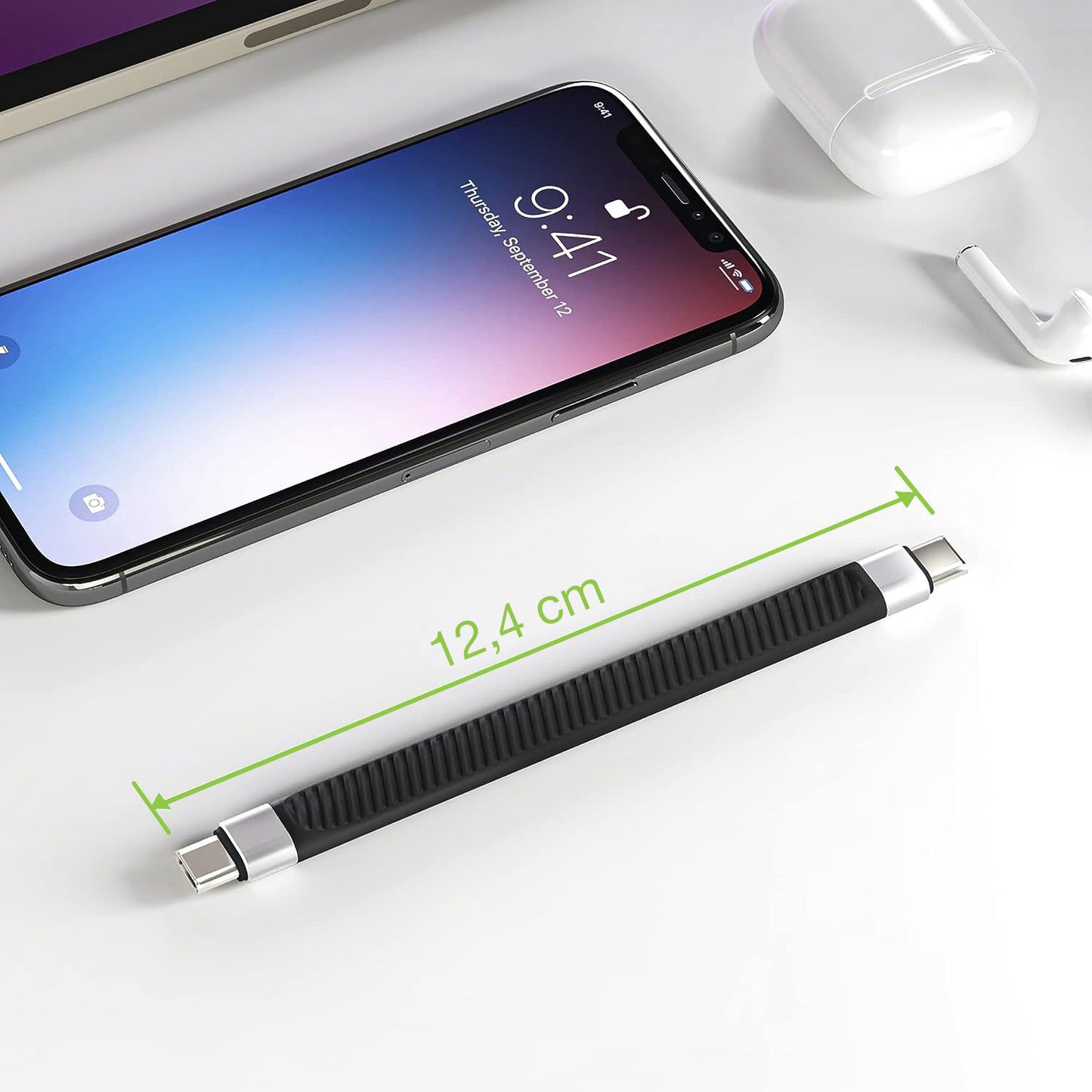 Cavo Corto Piatto USB-C Maschio a USB-C Maschio E-Mark Ricarica Rapida FPC 12.4 cm