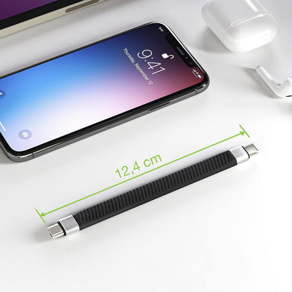 Cavo Corto Piatto USB-C Maschio a USB-C Maschio E-Mark Ricarica Rapida FPC 12.4 cm