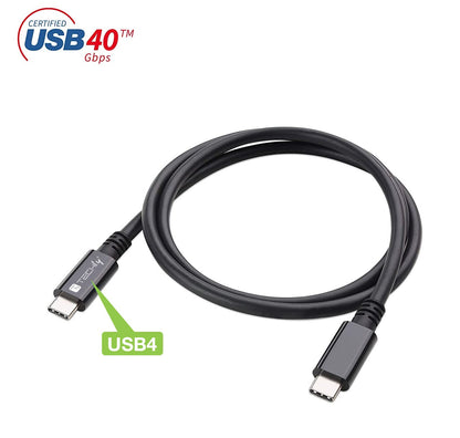Cavo USB 4 Gen 3 Type-C Thunderbolt M/M E-Mark 8K 40Gbps 100W PD 0,8m Nero