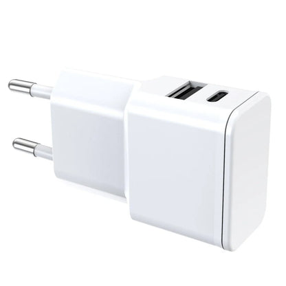 Caricatore Alimentatore USB-C e USB-A da Muro per Smartphone e Tablet Bianco