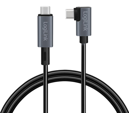 Cavo HighSpeed E-mark PD USB-C Maschio Angolato/USB-C Maschio Dritto 2m Nero