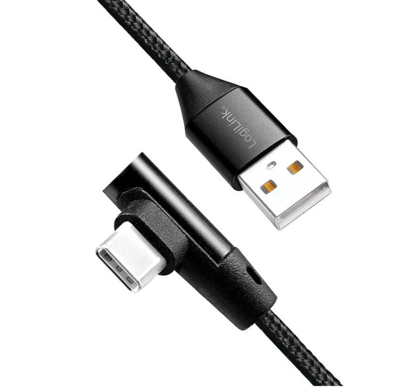 Cavo HighSpeed USB-C Maschio Angolato/USB-A Maschio Dritto 0,3 metri Nero