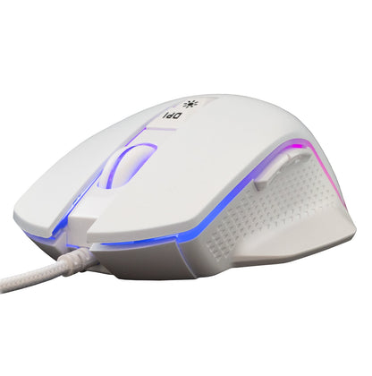Mouse Ottico USB Gaming 6400 Dpi Retroilluminazione LED RGB Bianco, GARETH