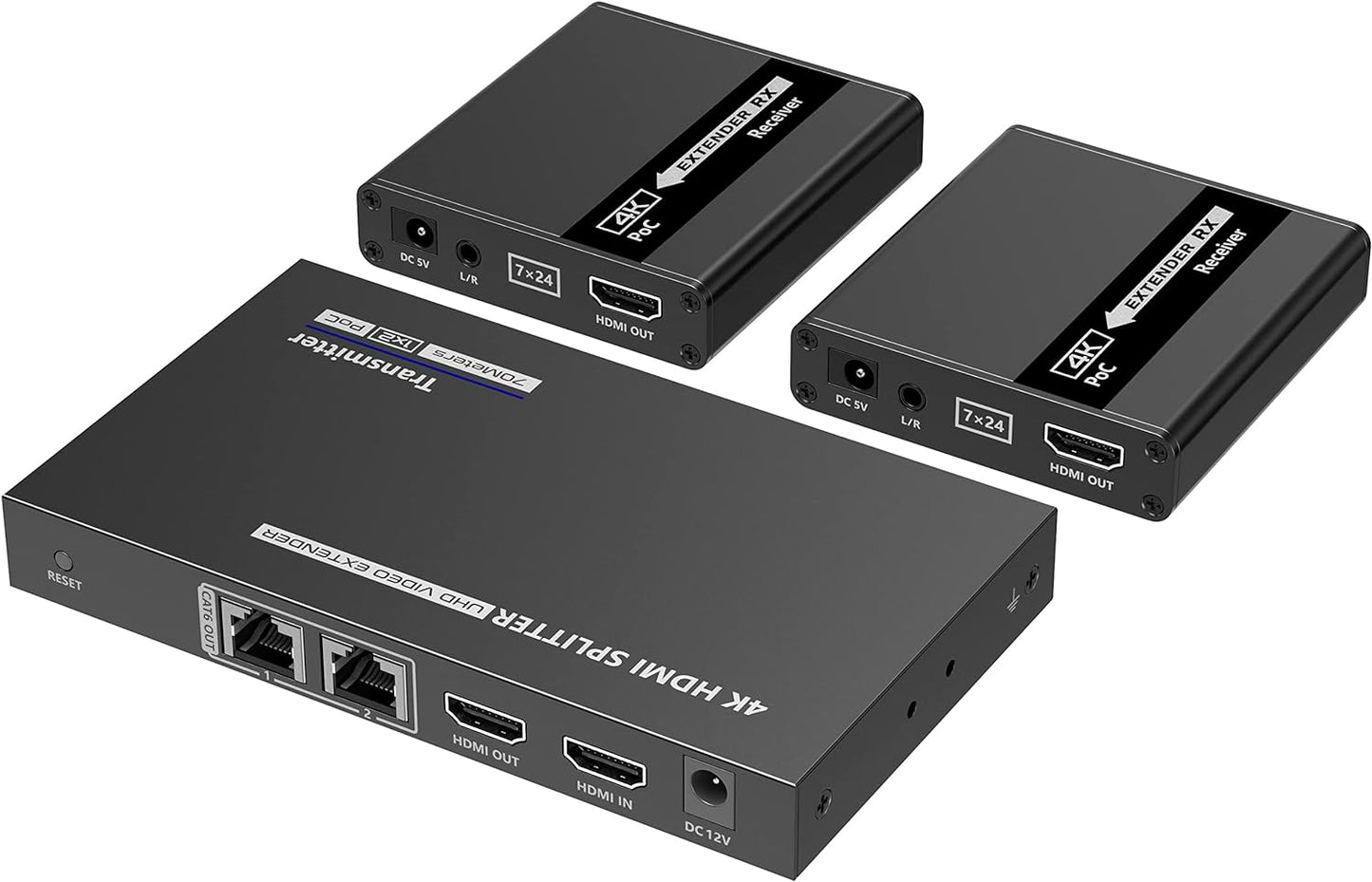 Extender Splitter HDMI 2 vie su Cavo di Rete 70 metri PoC
