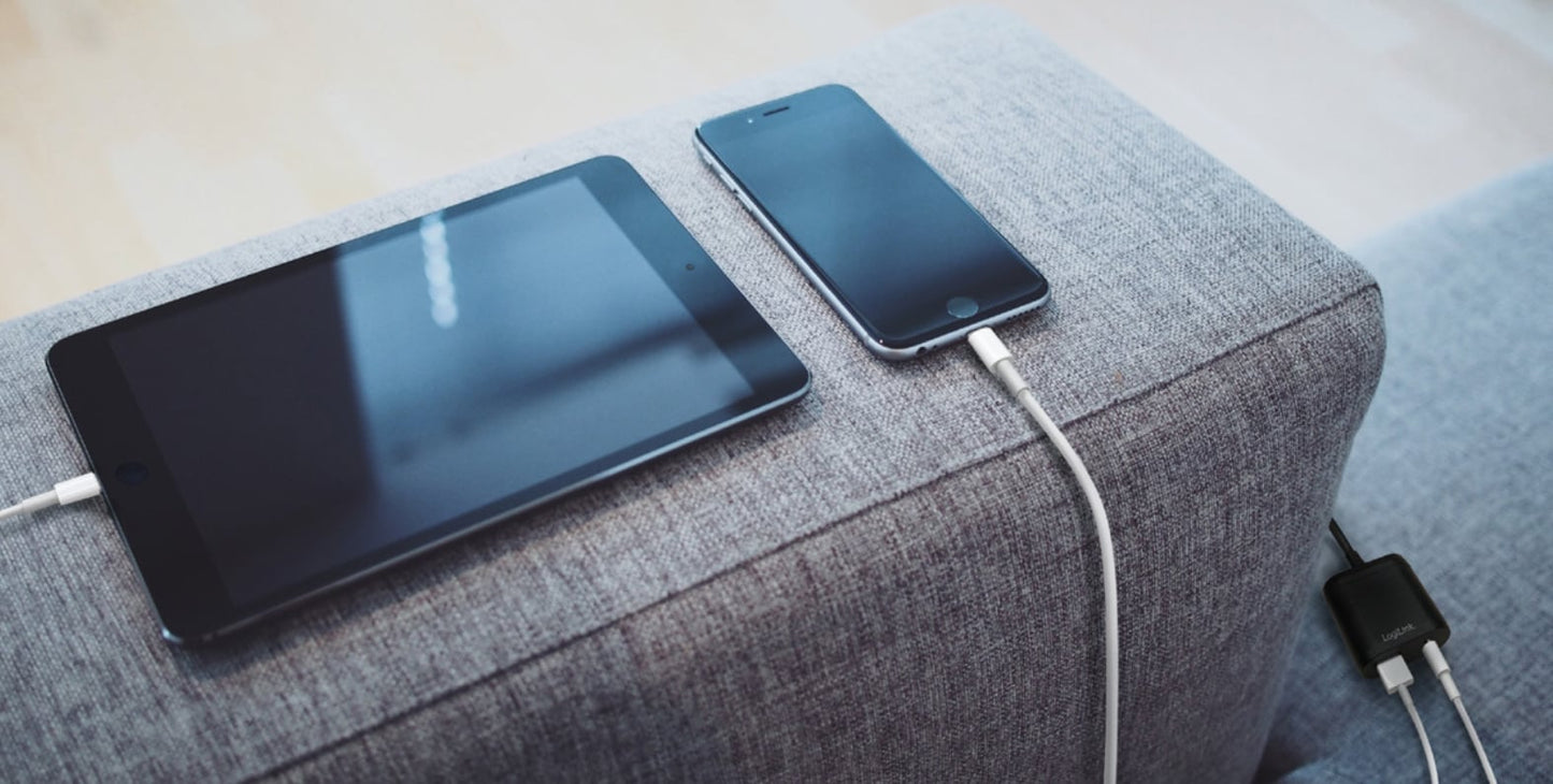 Caricatore USB con porta USB tipo A e USB-C cavo 1,5m 12W