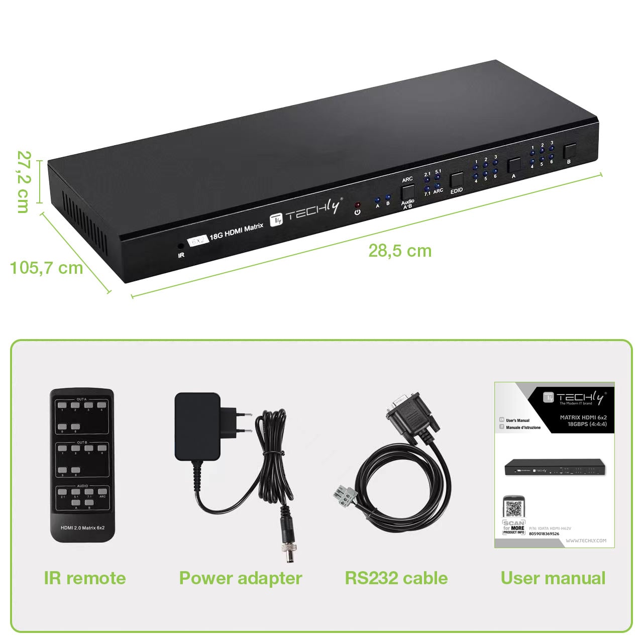 Matrix HDMI 2.0 6X 2 18Gbps 4k@60Hz con Audio e ARC