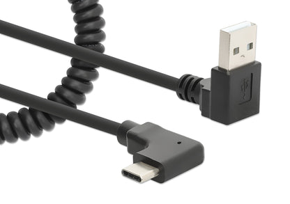 Cavo di Ricarica USB-A a USB-C 1m Spiralato Nero