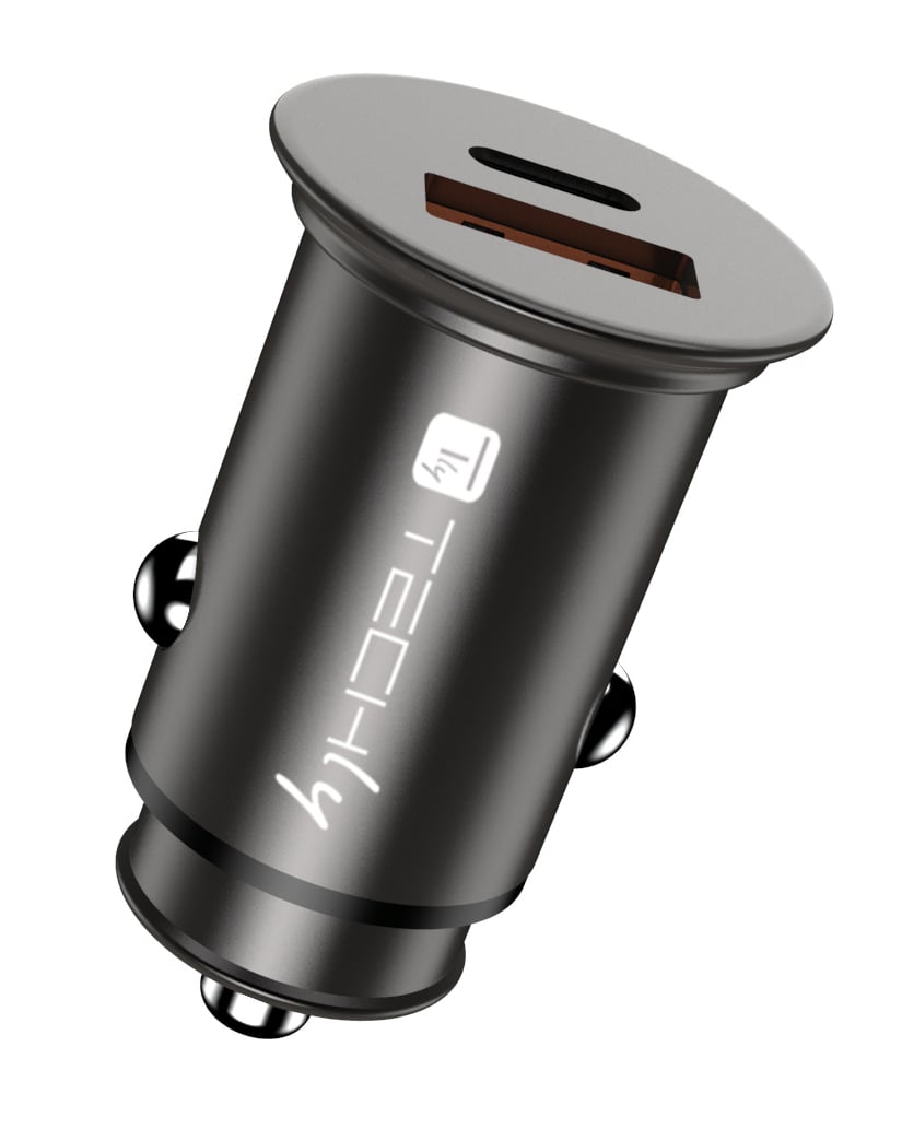 Mini Caricatore da Auto USB-A e USB-C Ricarica rapida 38W Metallo Nero