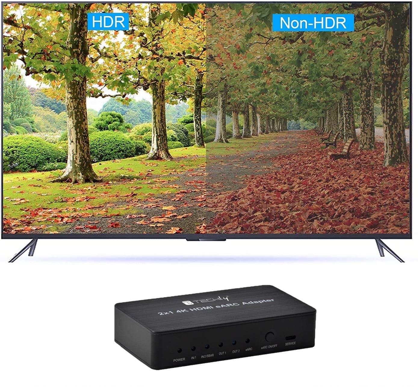 Switch HDMI 2.0 2x1 4K@60Hz con Splitter Audio eARC/ARC per Soundbar