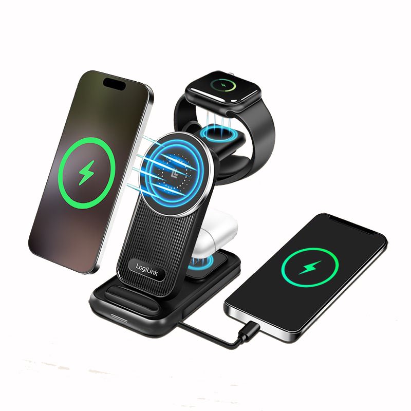 Stazione di Ricarica Wireless USB-C 4 in 1 compatibile con Apple MagSafe 20,5W Nero