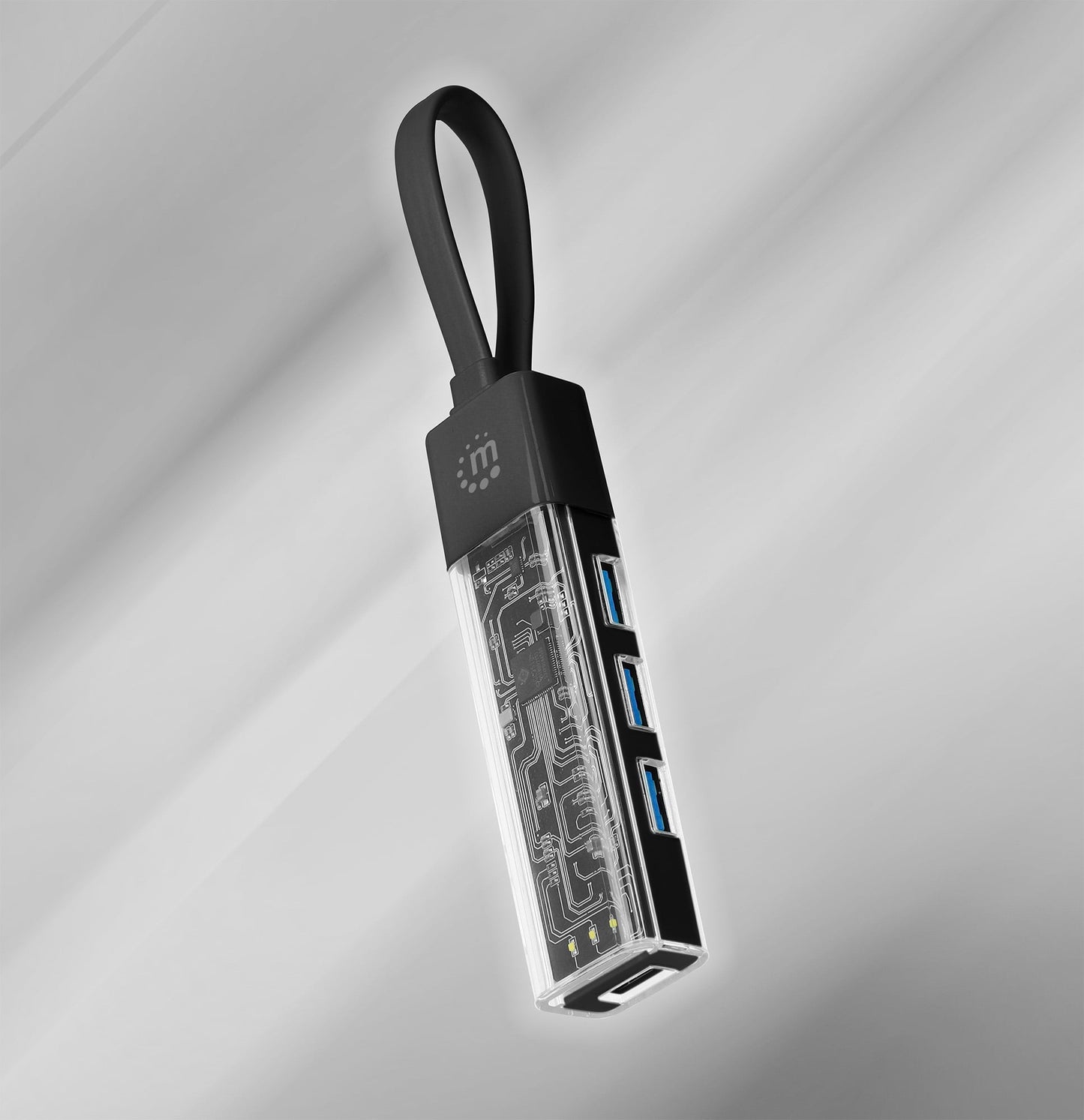 Hub Combo USB 3.2 USB-C e USB-A 4 Porte Nero Trasparente