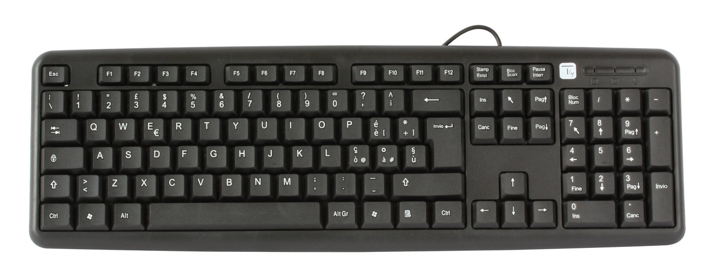 Tastiera USB 105 Tasti Layout Italiano Nero