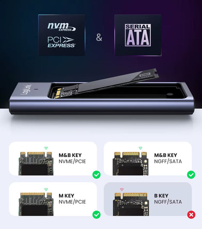 Box Esterno USB-C 3.2 Gen 2 per SSD M.2 NVMe e SATA