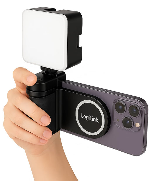 Impugnatura Magnetica per Smartphone con Telecomando Wireless e Luce a 3 Livelli di Luminosit&agrave;