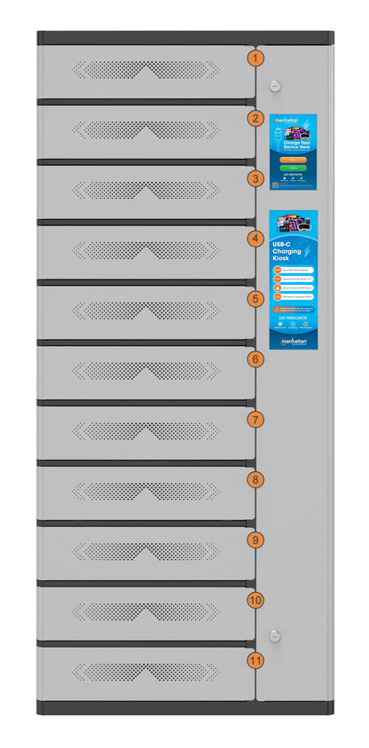Armadio di Ricarica USB-C 11 Scomparti con Chiusura a PIN e Touchscreen 500W Grigio