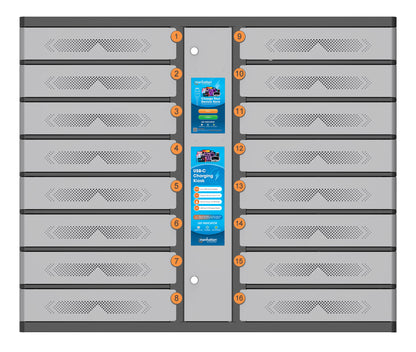 Armadio di Ricarica USB-C 16 Scomparti con Chiusura a PIN e Touchscreen 850W Grigio