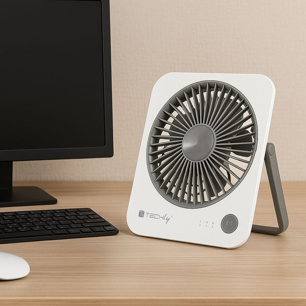 Ventilatore da Scrivania Ultra Sottile Pieghevole e Portatile a 4 Velocità