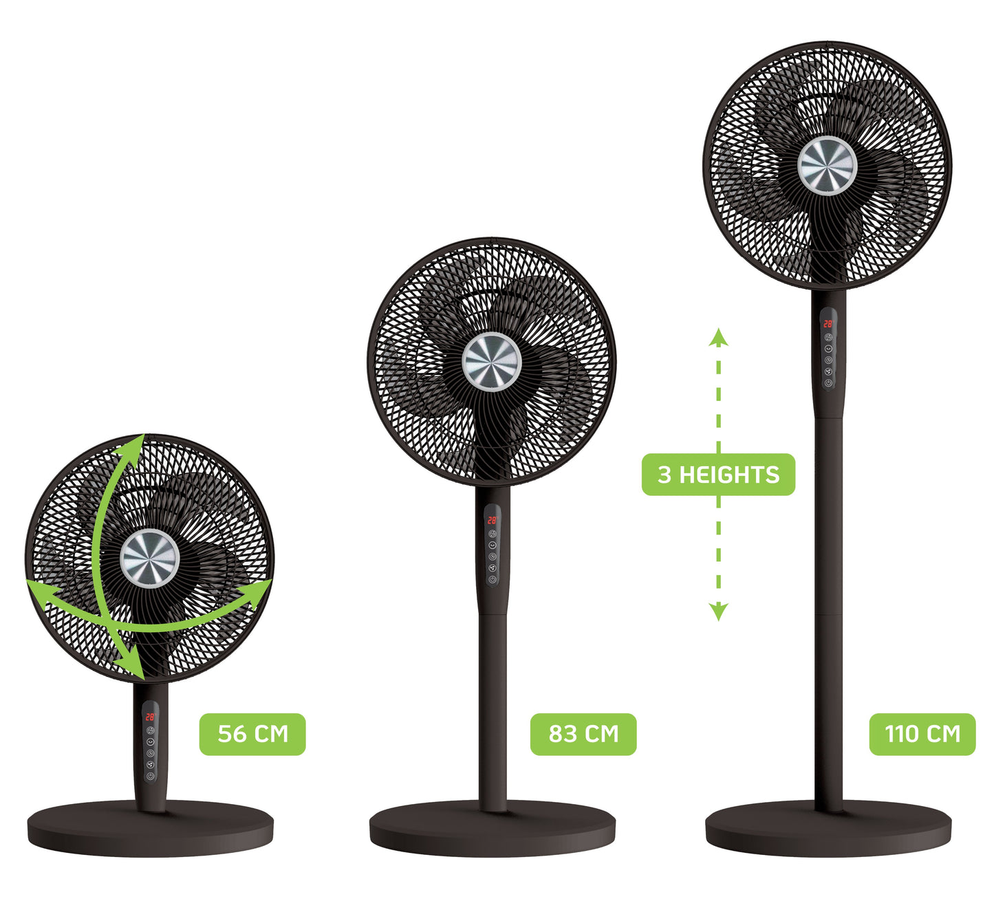 Ventilatore 12'' 2 in 1 con Piantana a 3 Altezze 12 Velocità con Telecomando Oscillazione a 720&deg; e Timer