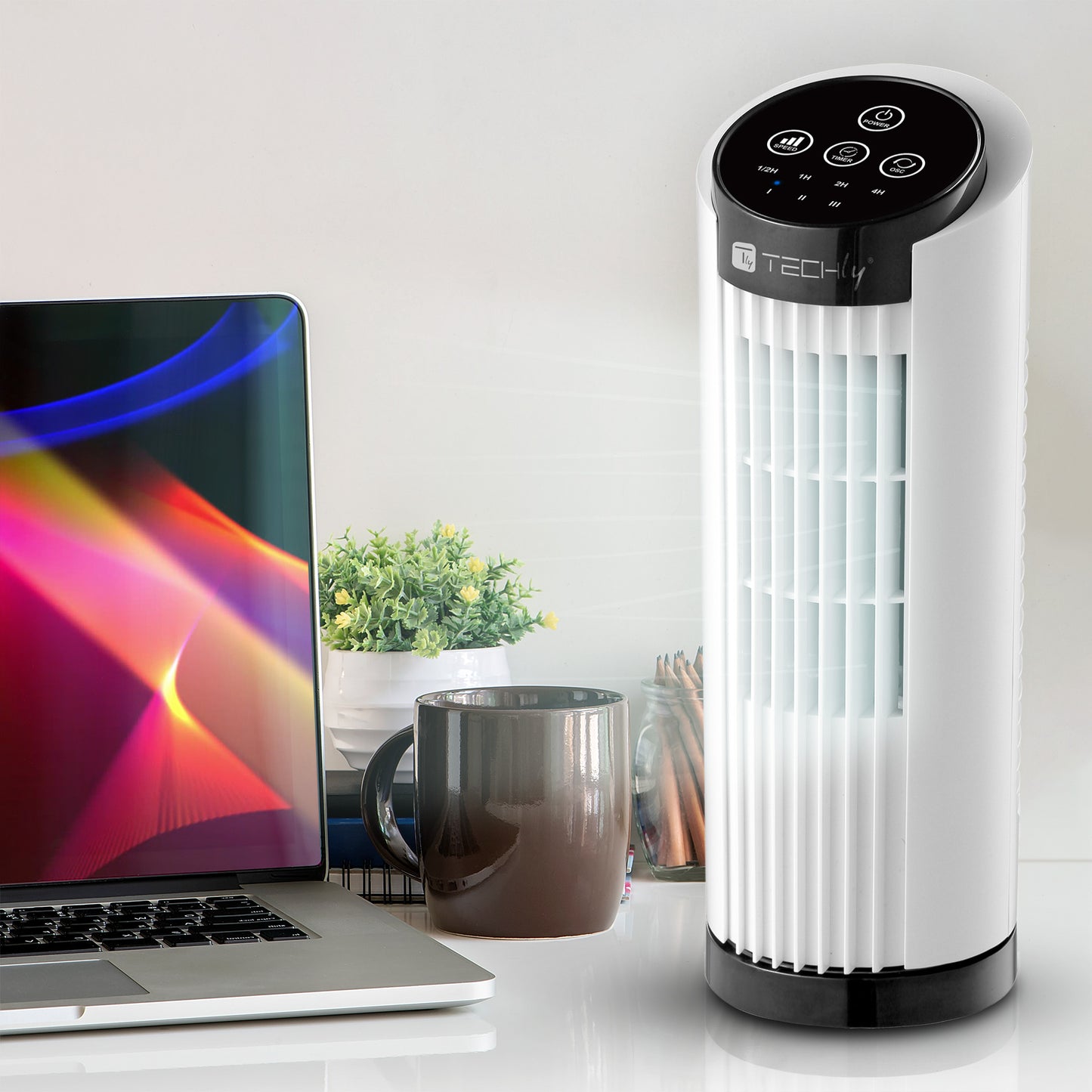 Mini Ventilatore a Torre 13'' 3 Velocità con Interruttore Touch Oscillazione 70° e Timer