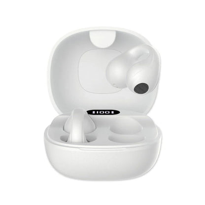 Cuffie Auricolari Wireless Aperte OWS con Custodia Smart Touch Screen LCD Bianco