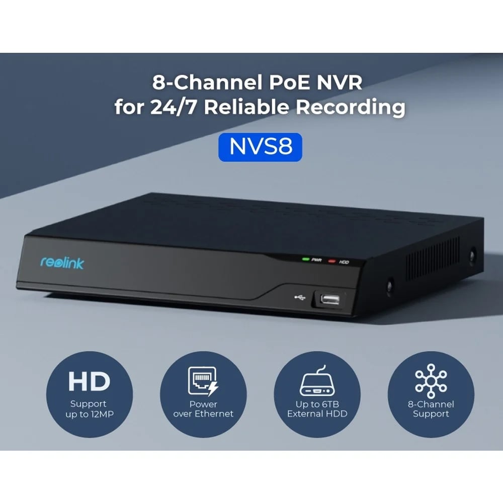 Kit Videosorveglianza NVR PoE 8CH 2TB HDD e 4 Telecamere di Sicurezza PoE, PS2KB02-8