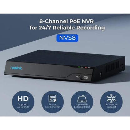 Kit Videosorveglianza NVR PoE 8CH 2TB HDD e 4 Telecamere di Sicurezza PoE, PS2KB02-8