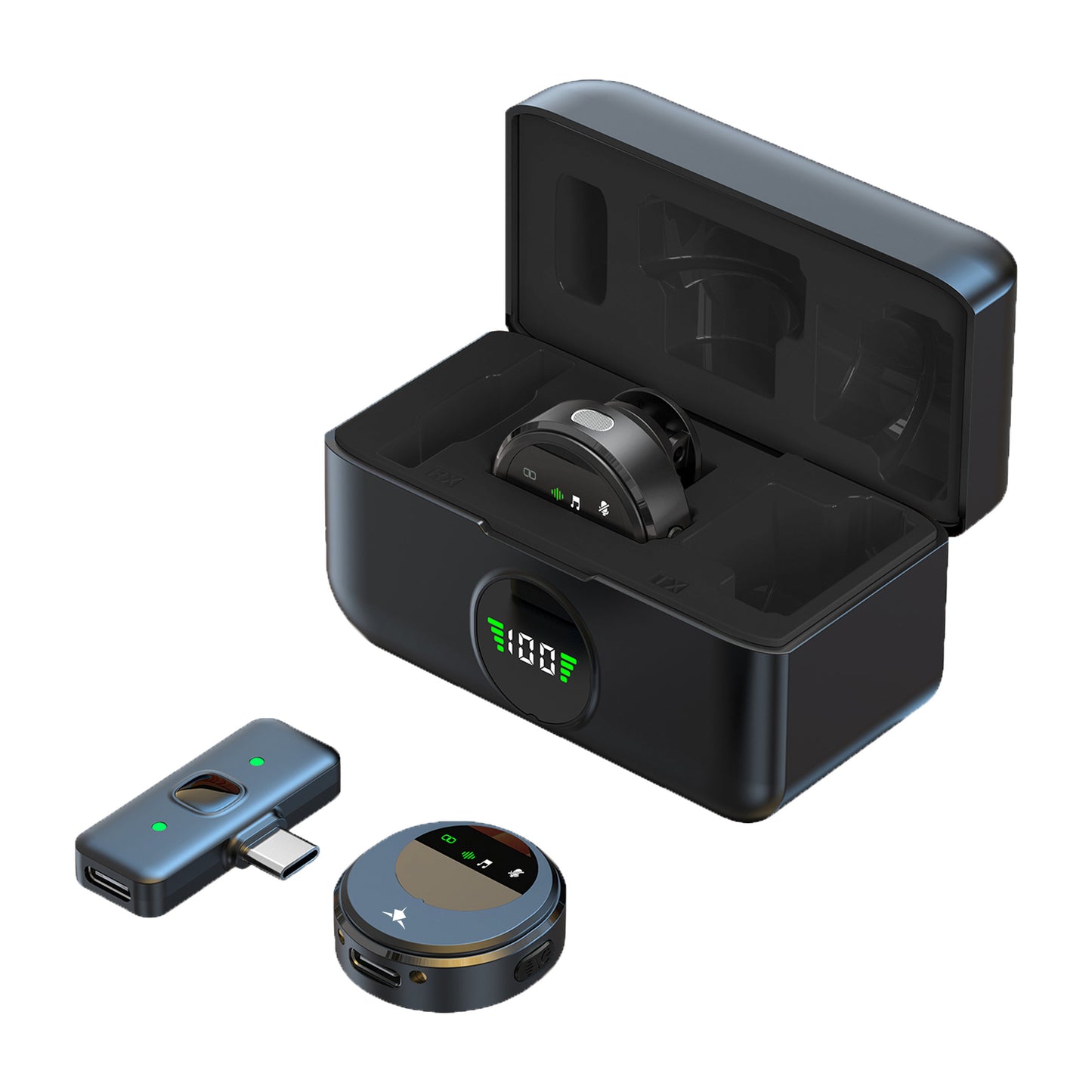 Set 2 Mini Microfoni Lavalier Wireless con Ricevitore USB-C e Custodia di Ricarica, TASSA