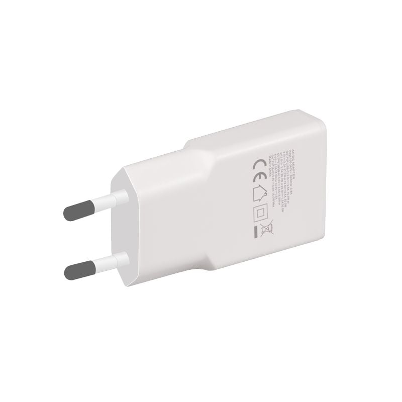 Caricatore Alimentatore GaN USB-C (PD) + USB-A (QC) da Muro 20W Bianco