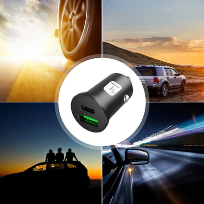 Mini Caricatore da Auto USB-A e USB-C 5V/4A Nero