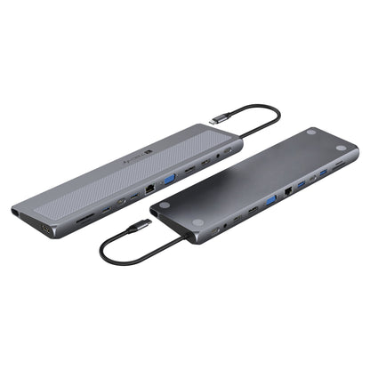 Docking Station 12 in 1 USB-C Hub VGA HDMI DP RJ45 con Lettore Micro SD/SD