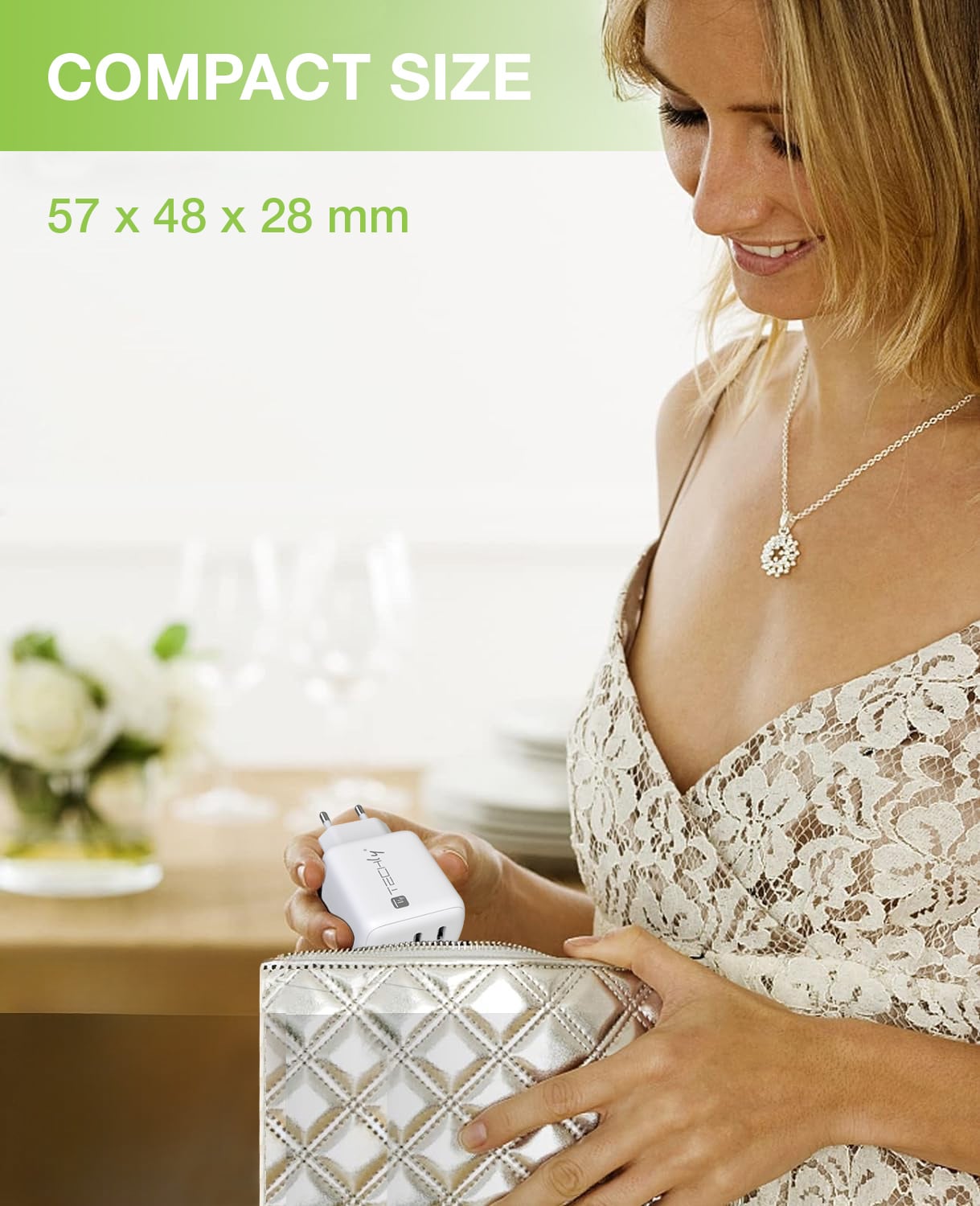 Caricatore Alimentatore 2 porte USB-C da Muro 35W