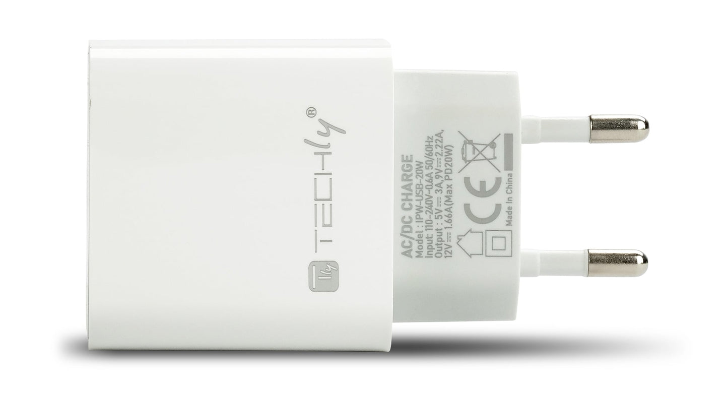 Caricatore Alimentatore USB-C da Muro 20W PD per Smartphone o Tablet