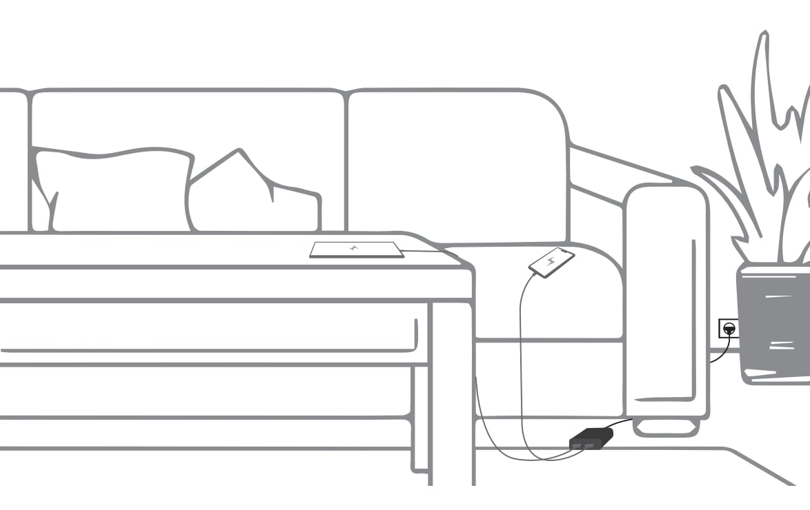 Caricatore USB con porta USB tipo A e USB-C cavo 1,5m 12W