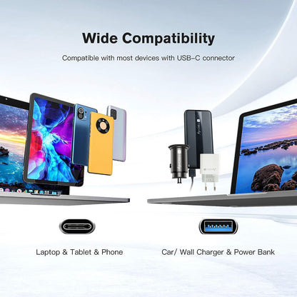 Cavo Corto Piatto USB-C Maschio a USB-A Maschio Ricarica Rapida FPC 12 cm