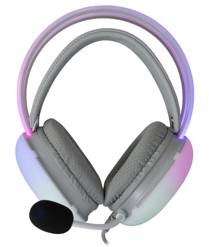 Cuffia Gaming Stereo con Microfono e Illuminazione RGB su Cuffie e Archetto Bianco FIREFLY