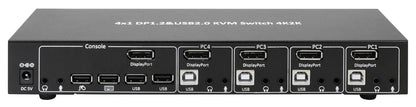 Switch KVM DisplayPort  1.2 e USB 2.0 4 porte con hub e audio