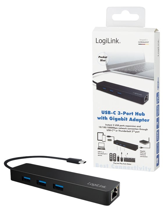 Hub USB-C SuperSpeed 3 Porte USB-A 3.2 Gen1 Femmina Nero